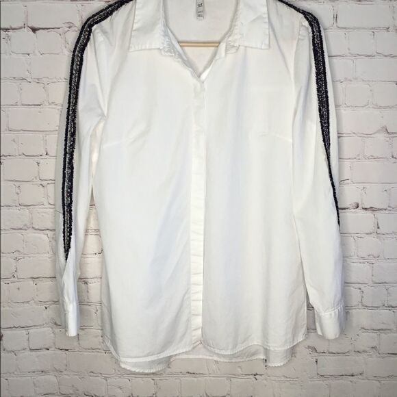 Zara Trafaluc Womens White Dress Shirt Sleeve Side Accent - Picture 4 of 16